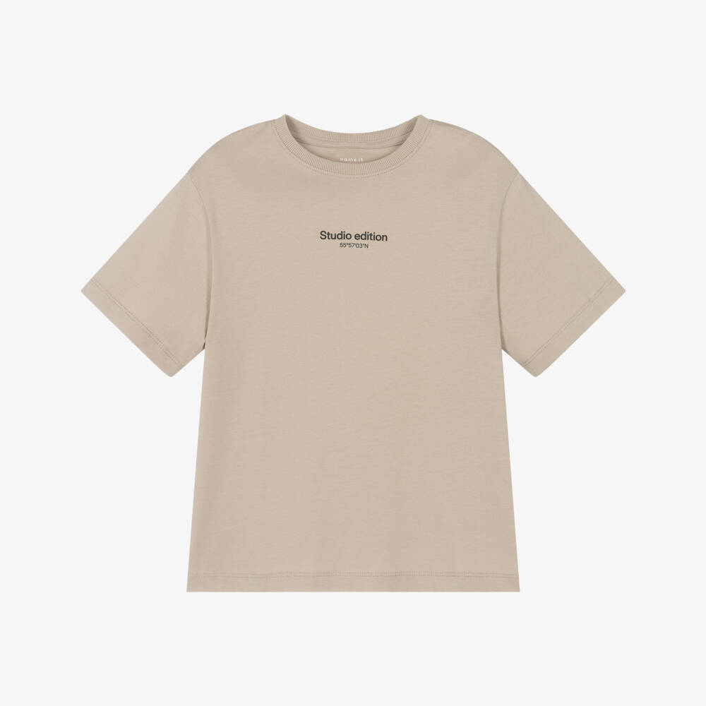 NAME IT-Boys Beige Studio Edition T-Shirt | Childrensalon