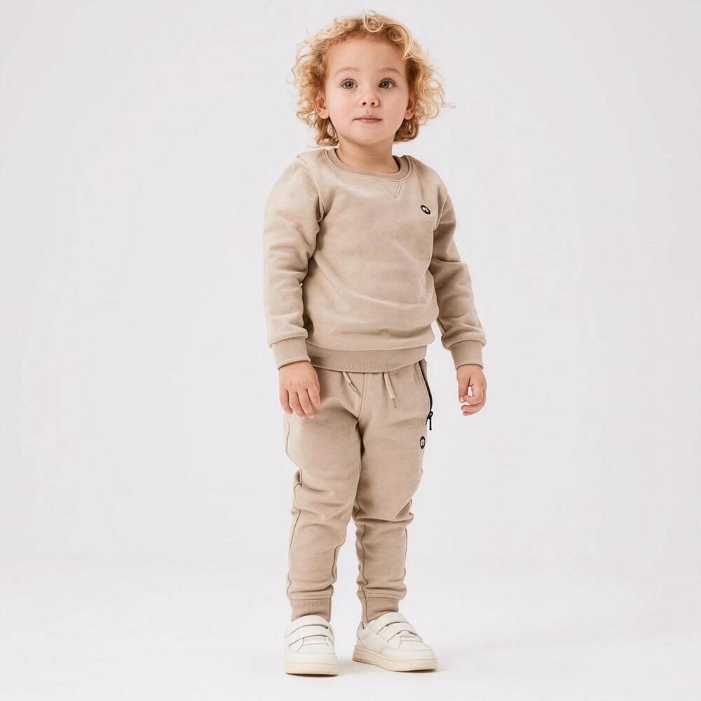 NAME IT-Boys Beige Sweatshirt with Logo Patch | Childrensalon