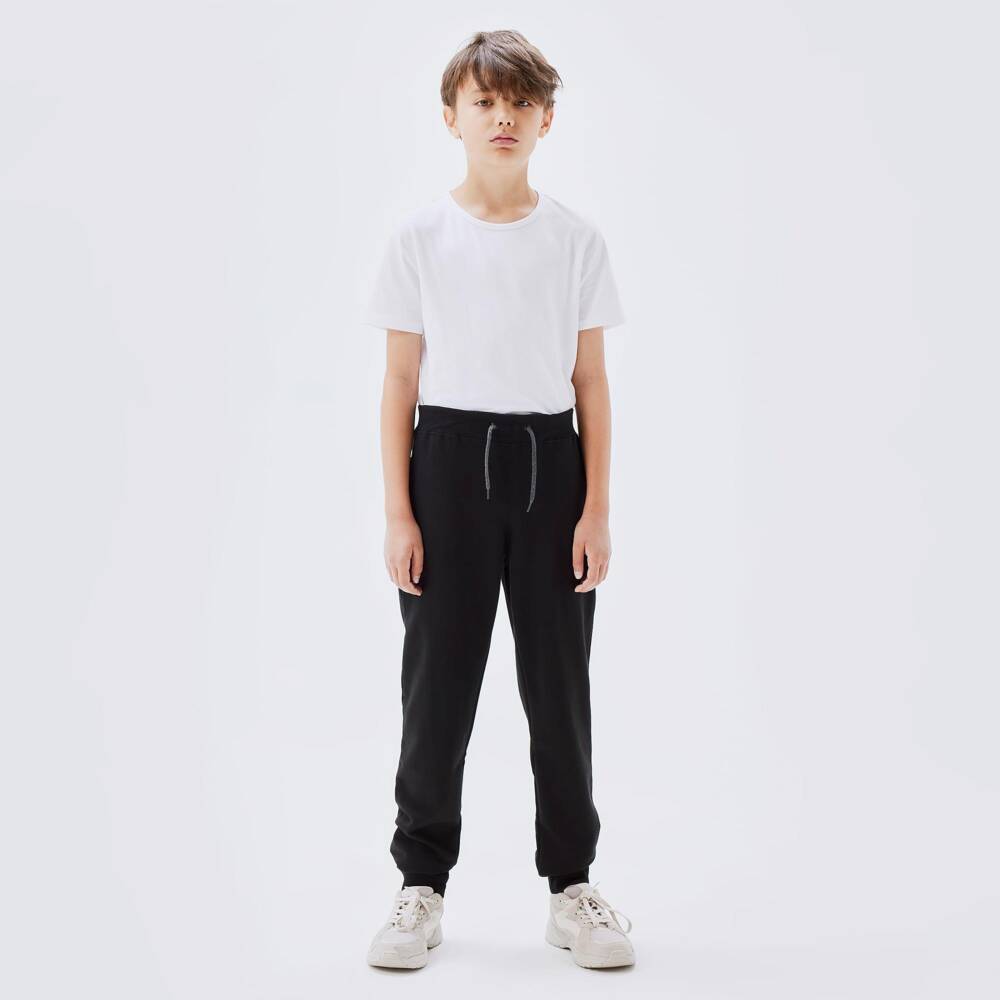 NAME IT-Boys Black Cotton Joggers with Adjustable Waist | Childrensalon