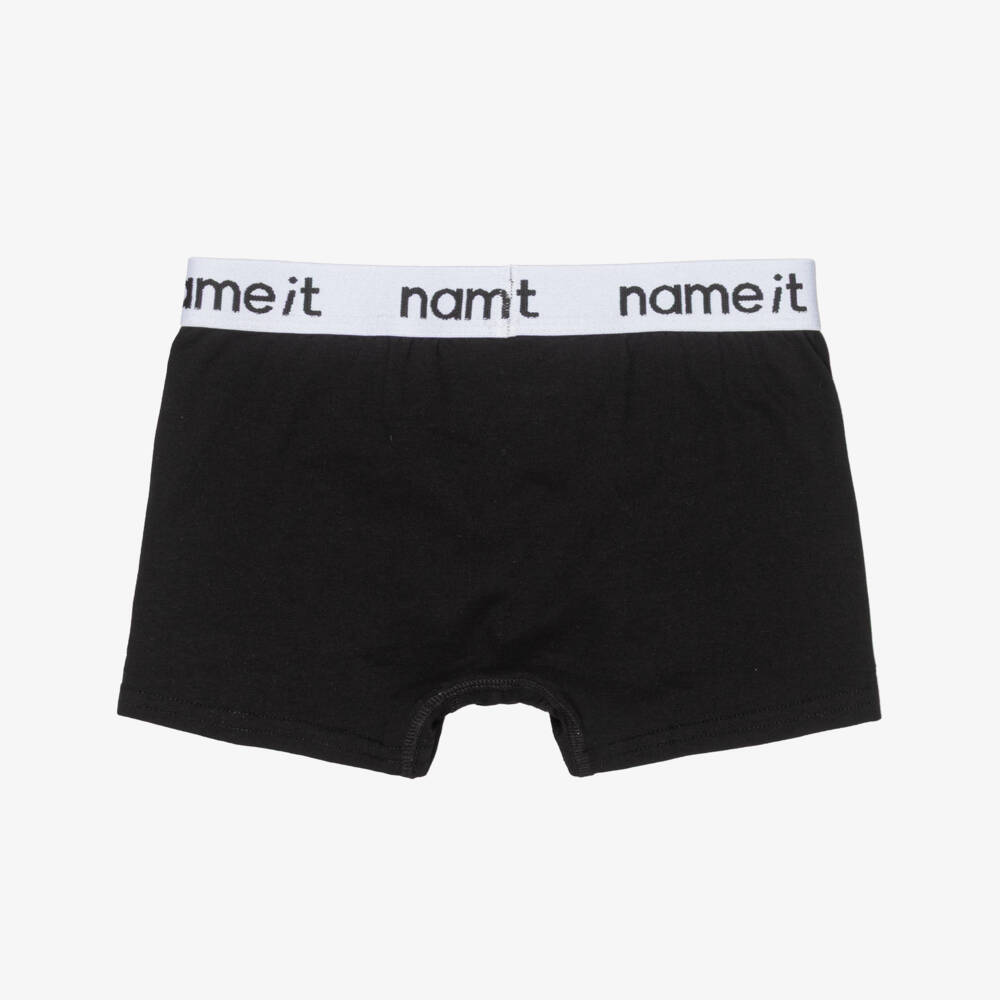 NAME IT-Boys Black Cotton Logo Waistband Boxer Shorts (3 Pack) | Childrensalon