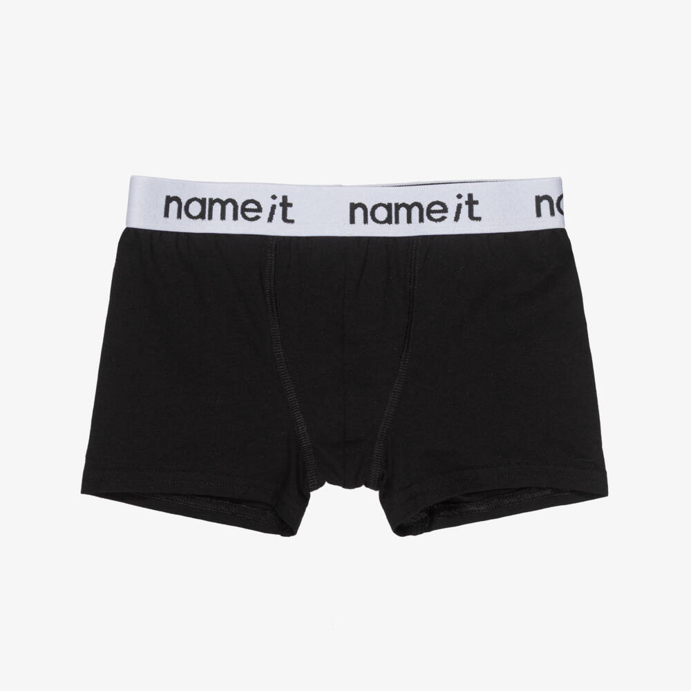 NAME IT-Boys Black Cotton Logo Waistband Boxer Shorts (3 Pack) | Childrensalon