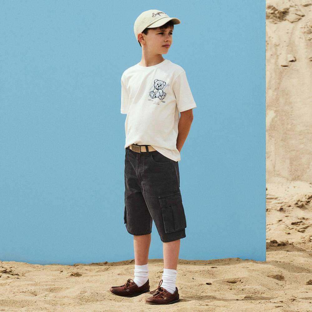 NAME IT-Boys Black Denim Cargo Pocket Shorts | Childrensalon