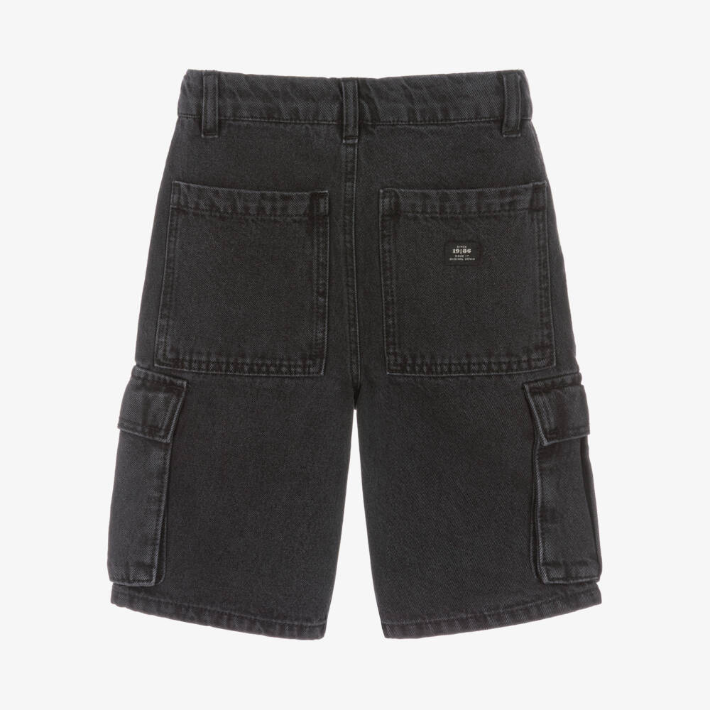 NAME IT-Boys Black Denim Cargo Pocket Shorts | Childrensalon