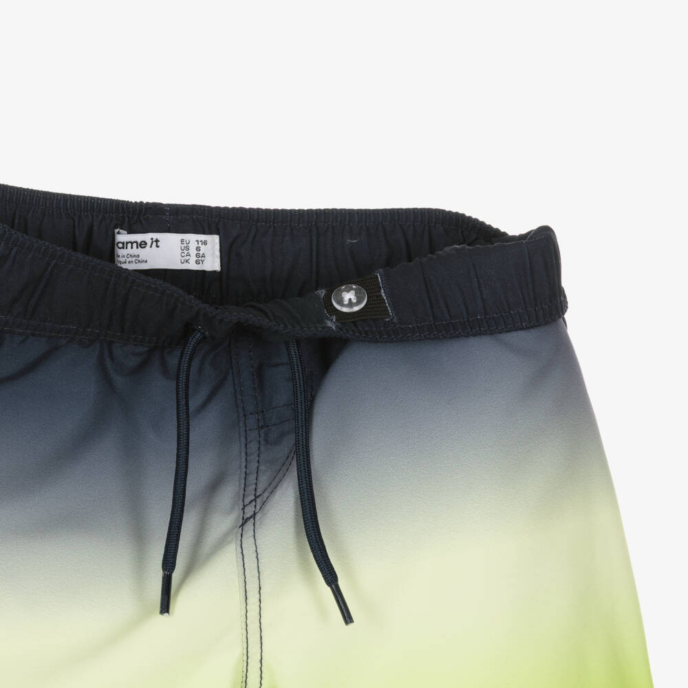 NAME IT-Boys Black & Green Ombré Swim Shorts | Childrensalon