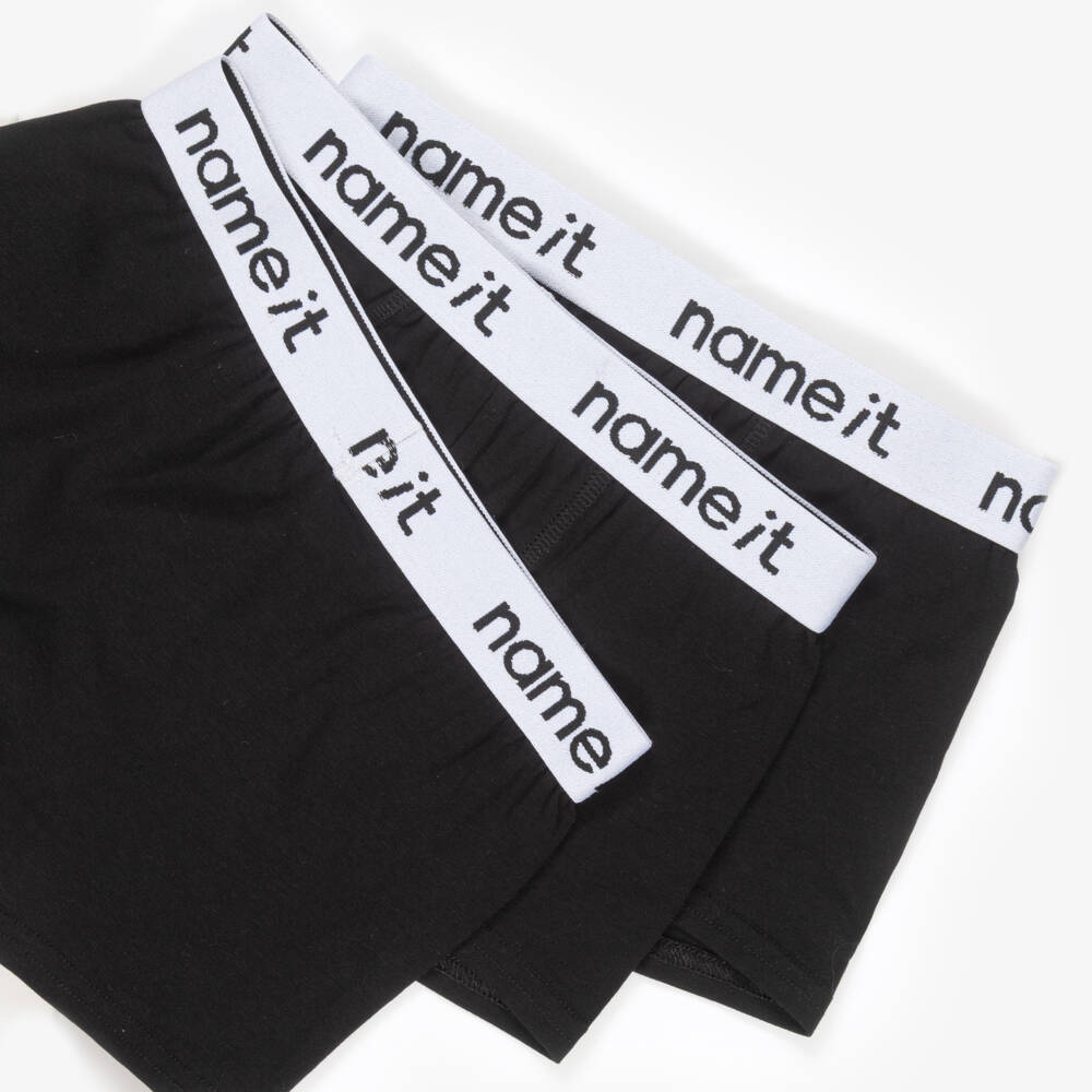 NAME IT-Boys Black Organic Cotton Logo Waistband Boxer Shorts (3 Pack) | Childrensalon