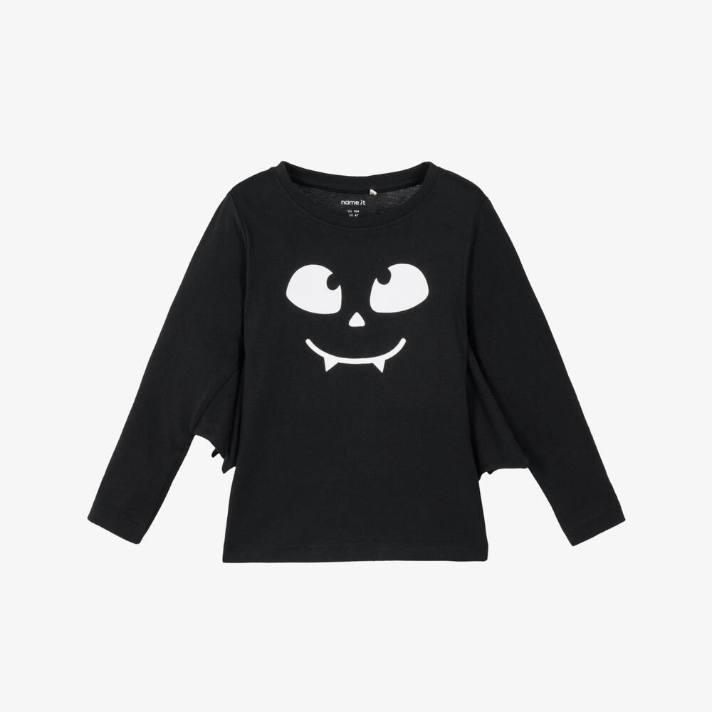 NAME IT-Boys Black Organic Cotton Top with Bat Wings | Childrensalon