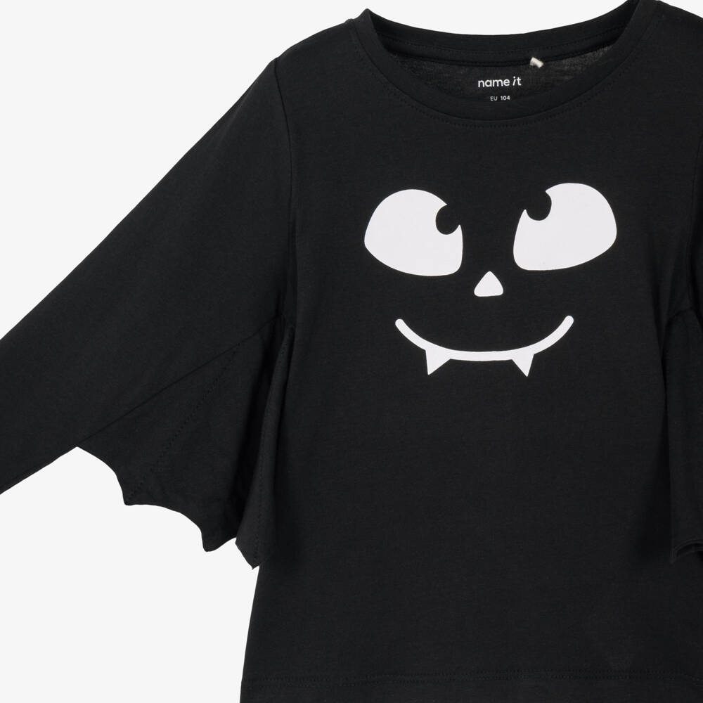 NAME IT-Boys Black Organic Cotton Top with Bat Wings | Childrensalon