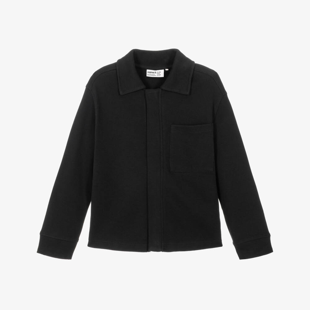 NAME IT-Boys Black Organic Cotton Zip-Up Top | Childrensalon