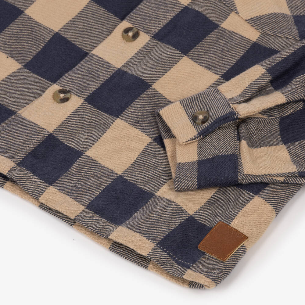 NAME IT-Boys Blue & Beige Check Shirt | Childrensalon