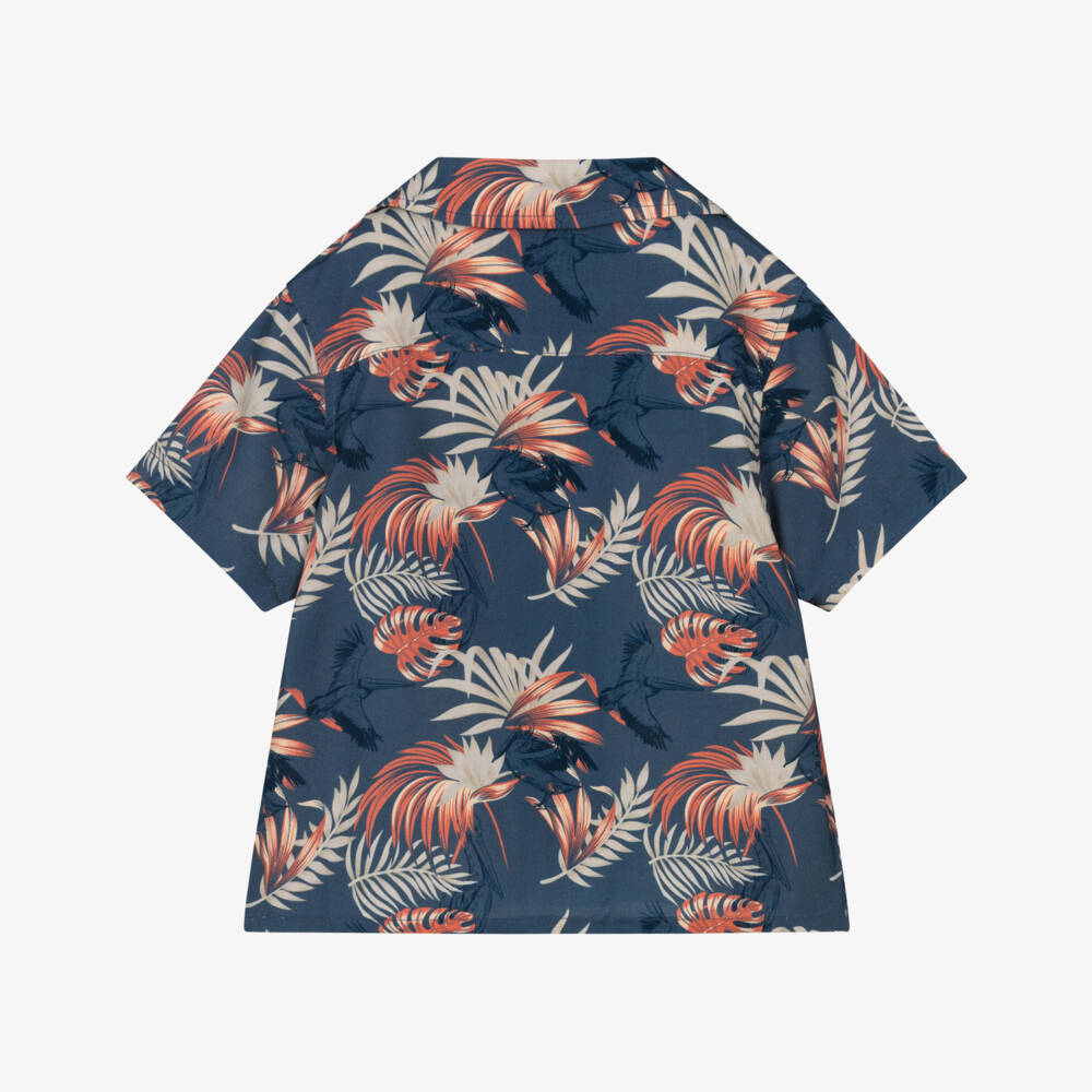 NAME IT-قميص بطبعة نباتات وبجع لون أزرق للأولاد | Childrensalon