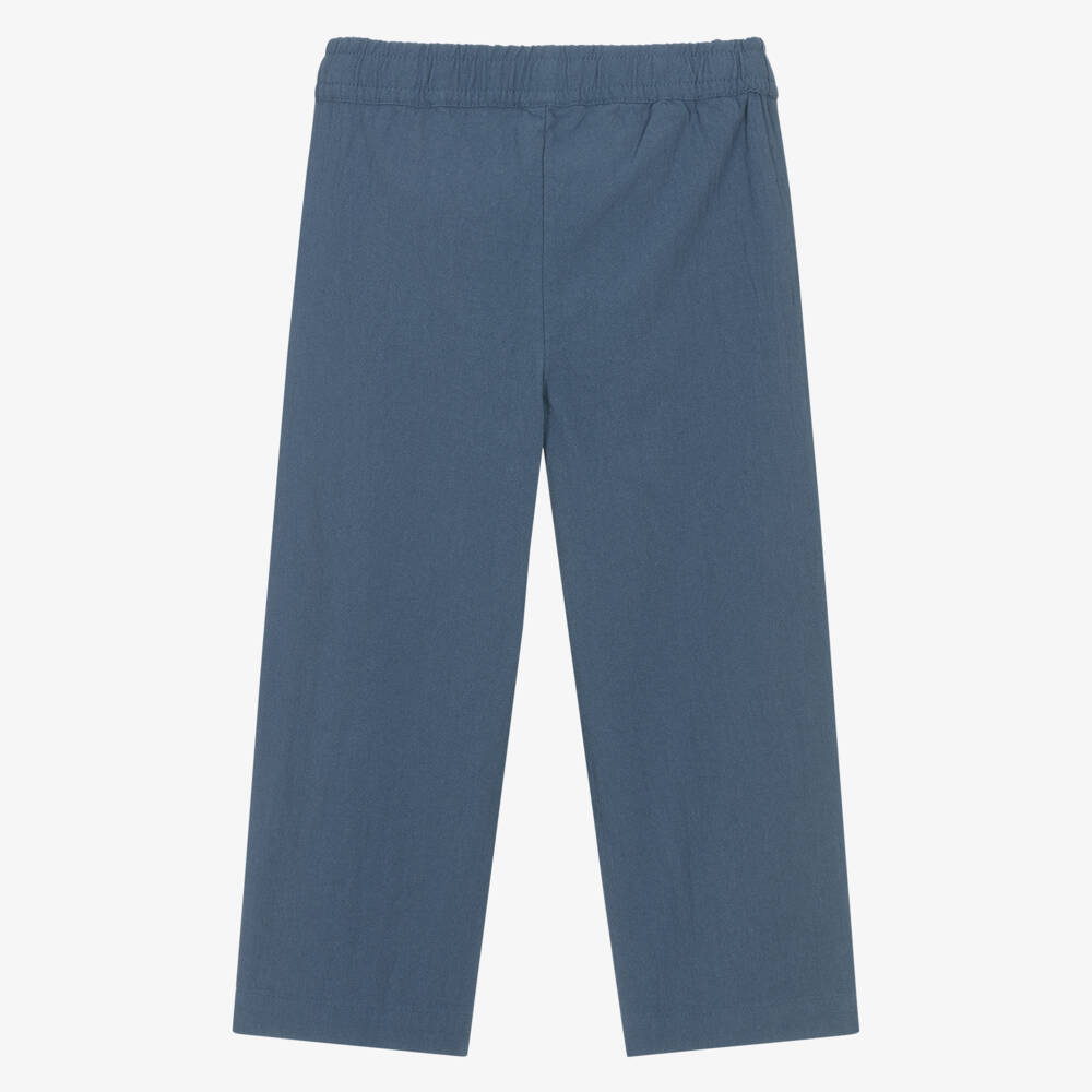 NAME IT-Boys Blue Cotton Loose Fit Trousers | Childrensalon