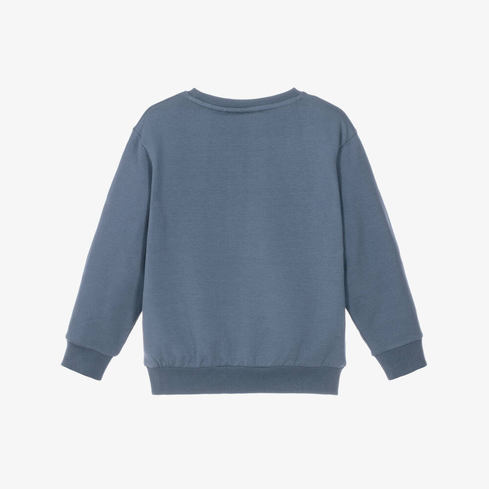 NAME IT-Boys Blue Cotton Sweatshirt with Football Graphic | Childrensalon