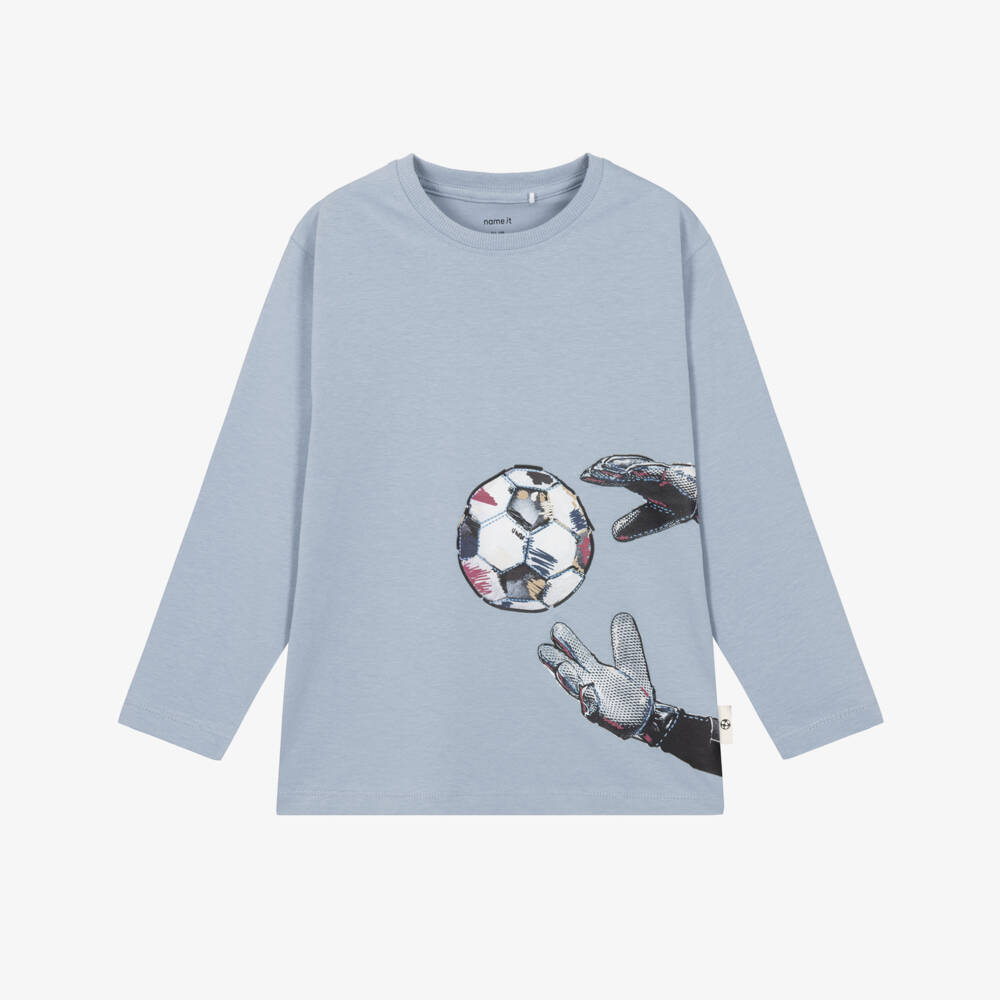 NAME IT-Boys Blue Football Graphic Cotton T-Shirt | Childrensalon