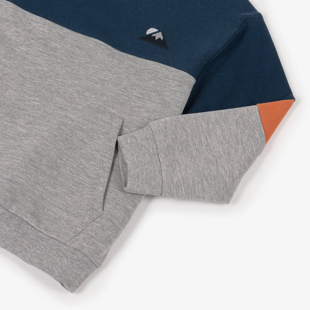 NAME IT-Boys Blue & Grey Marl Colourblock Cotton Sweatshirt | Childrensalon