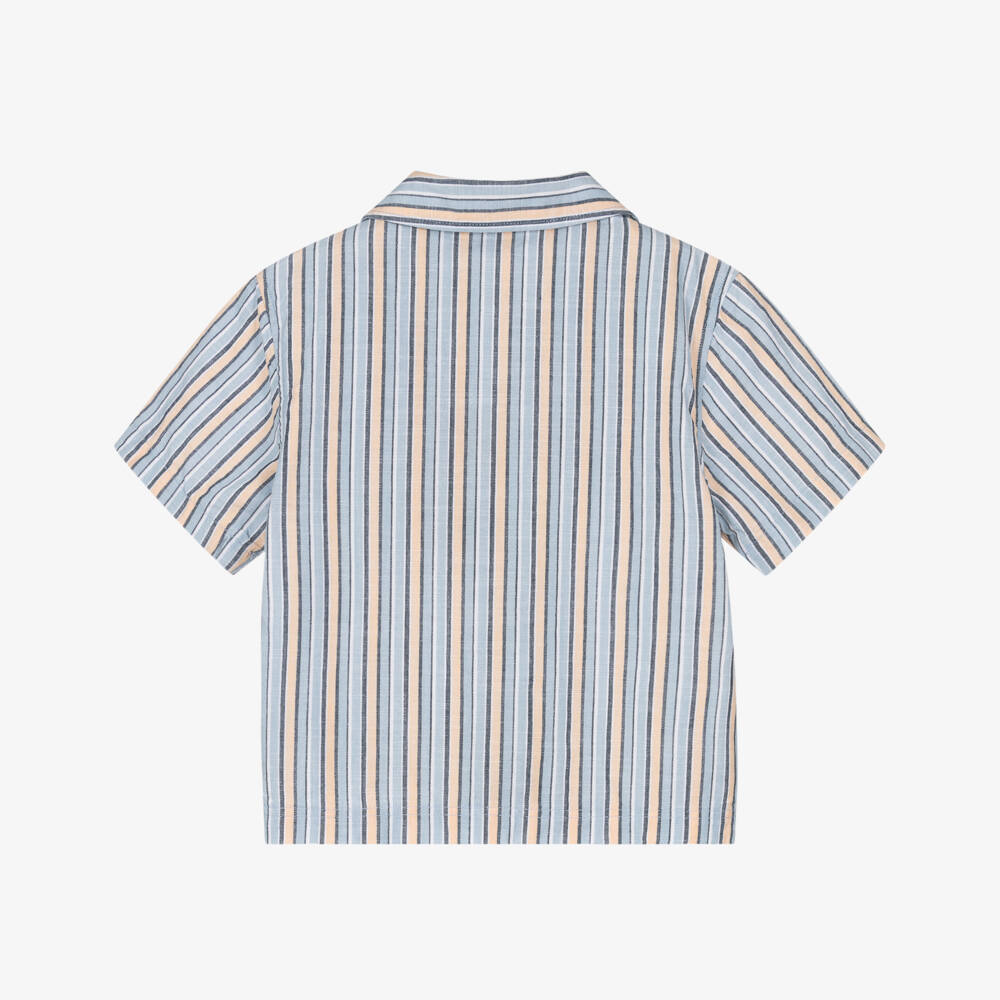 NAME IT-قميص قطن مقلم لون أزرق وبرتقالي للأولاد | Childrensalon