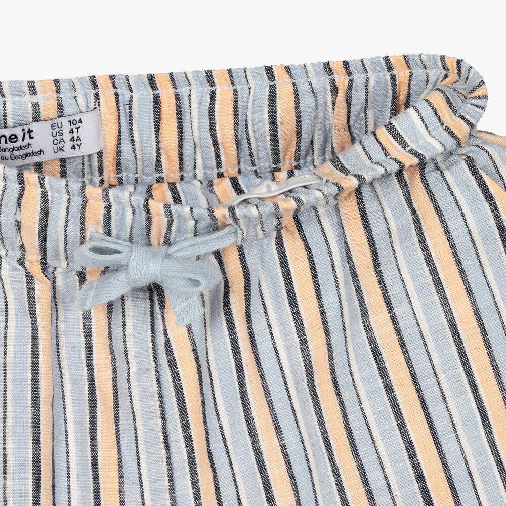 NAME IT-Boys Blue & Orange Striped Cotton Shorts | Childrensalon