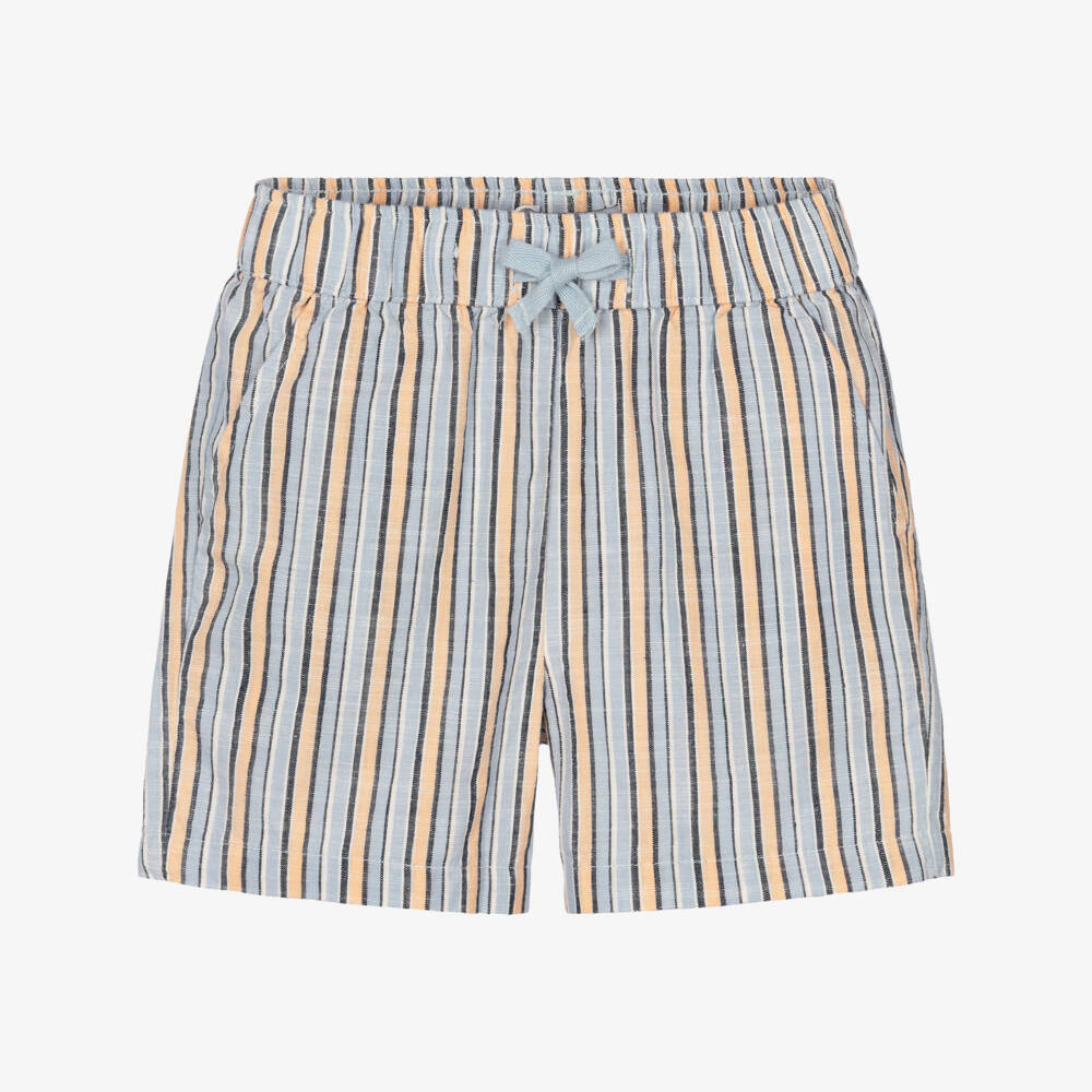 NAME IT-Boys Blue & Orange Striped Cotton Shorts | Childrensalon