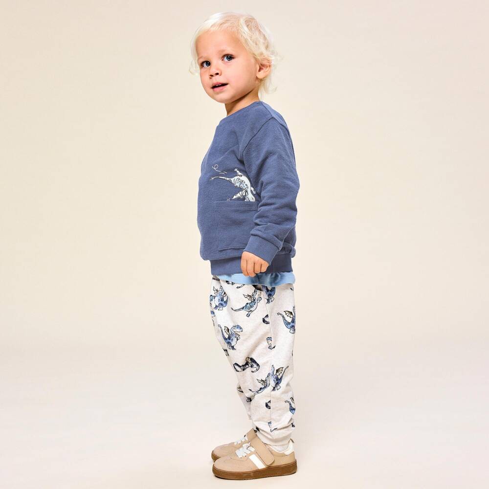NAME IT-Boys Blue Organic Cotton Dragon Print Sweatshirt | Childrensalon
