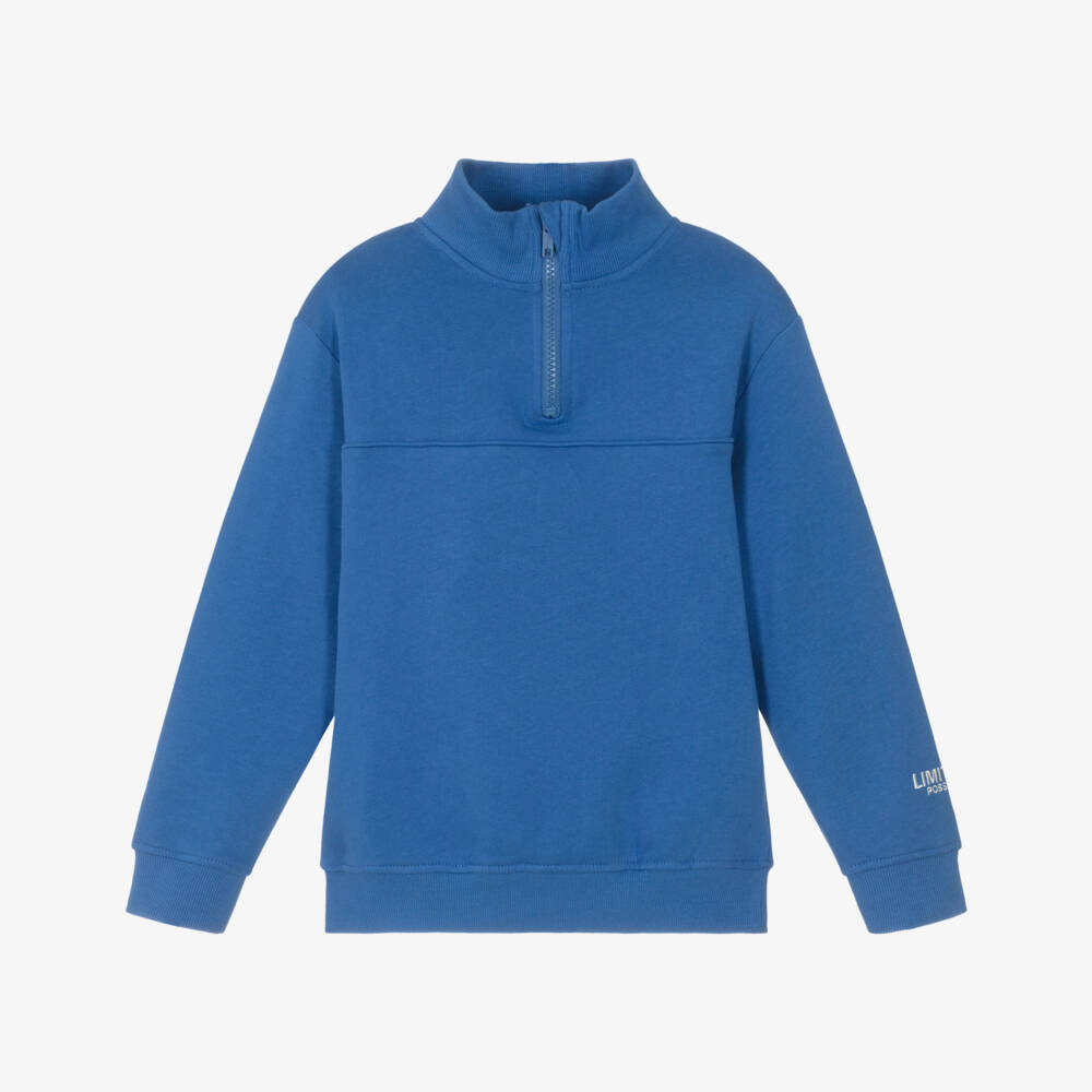 NAME IT-Свитшот на молнии синий из органического хлопка для мальчиков | Childrensalon