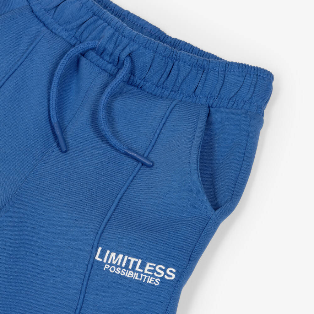 NAME IT-Boys Blue Organic Cotton Slogan Joggers | Childrensalon