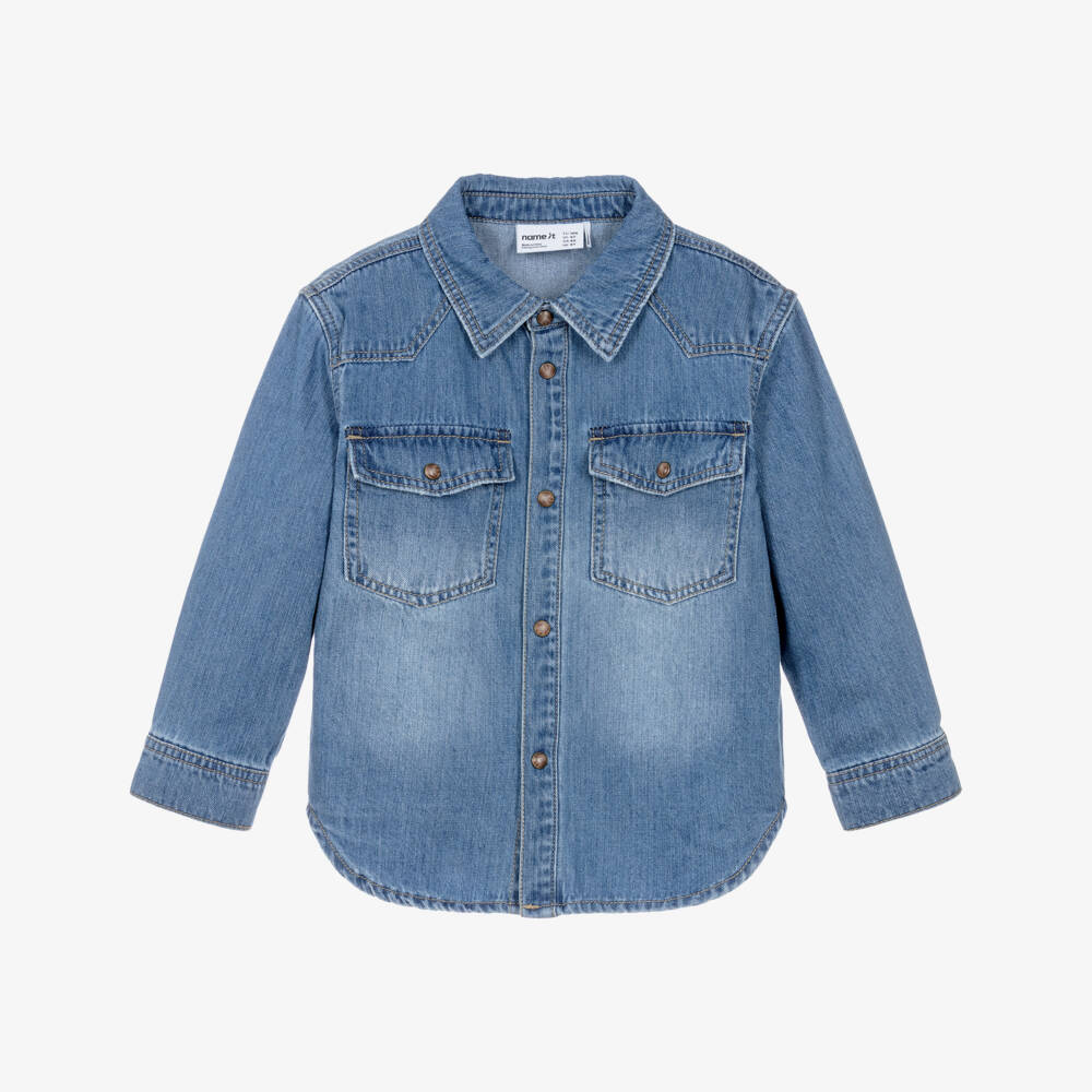NAME IT-Рубашка синяя из потертого денима для мальчиков | Childrensalon