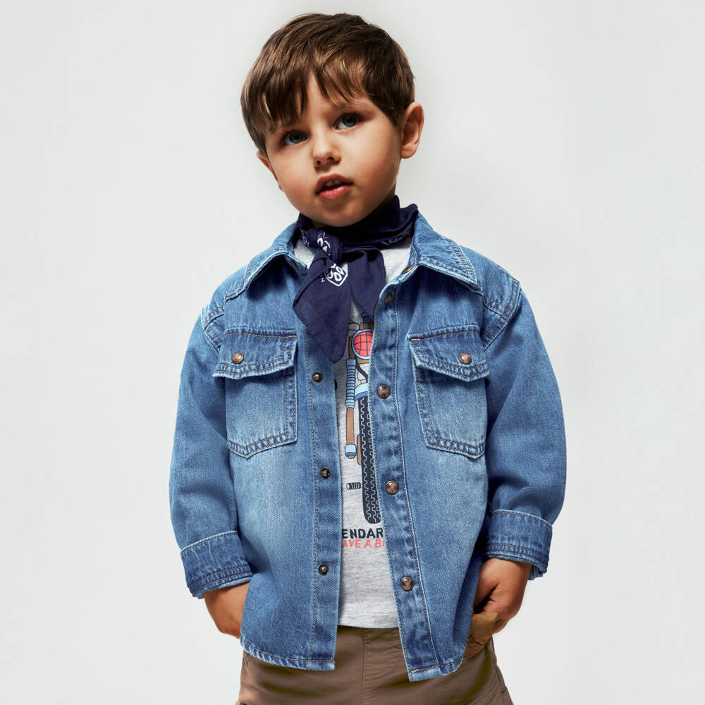 NAME IT-Рубашка синяя из потертого денима для мальчиков | Childrensalon