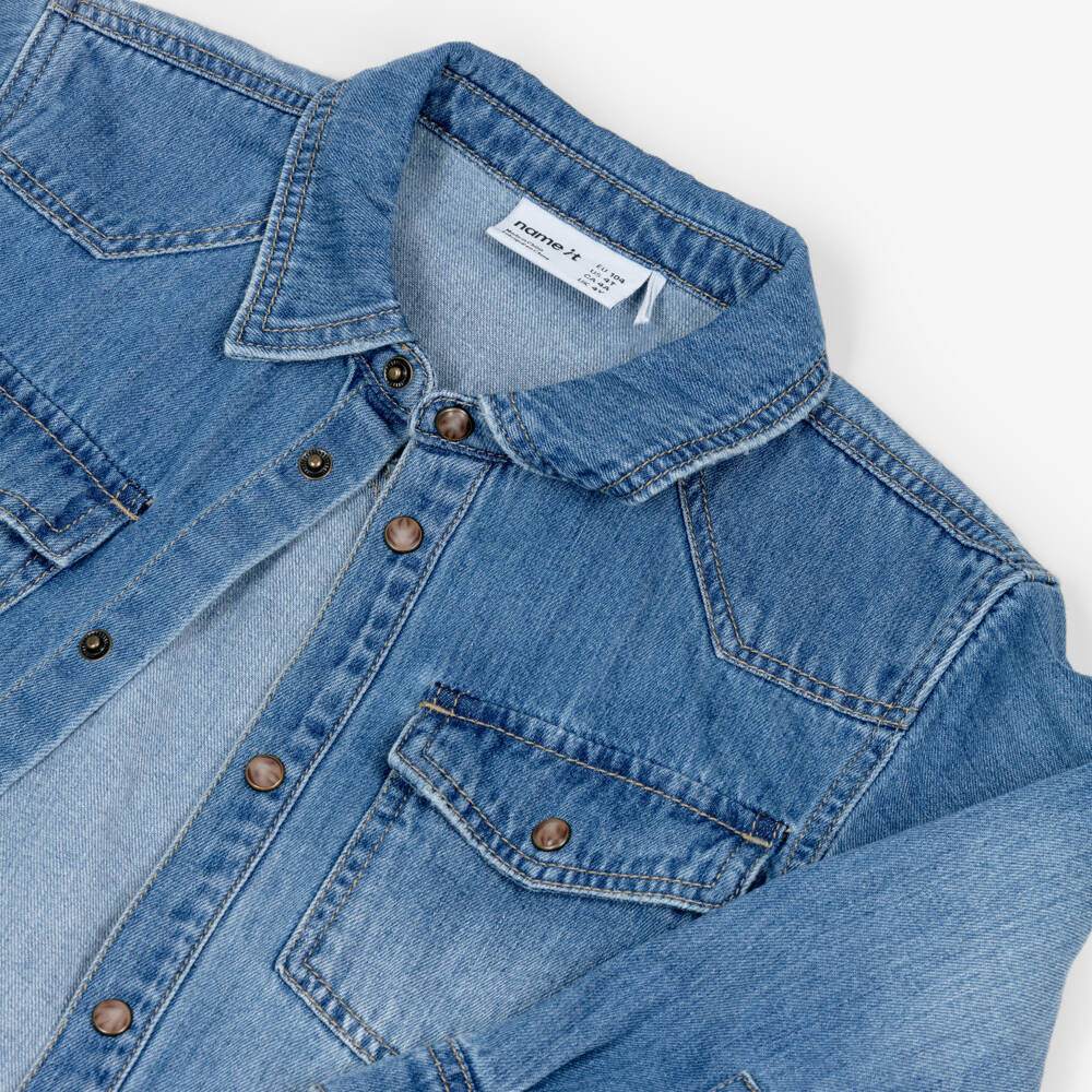 NAME IT-Рубашка синяя из потертого денима для мальчиков | Childrensalon