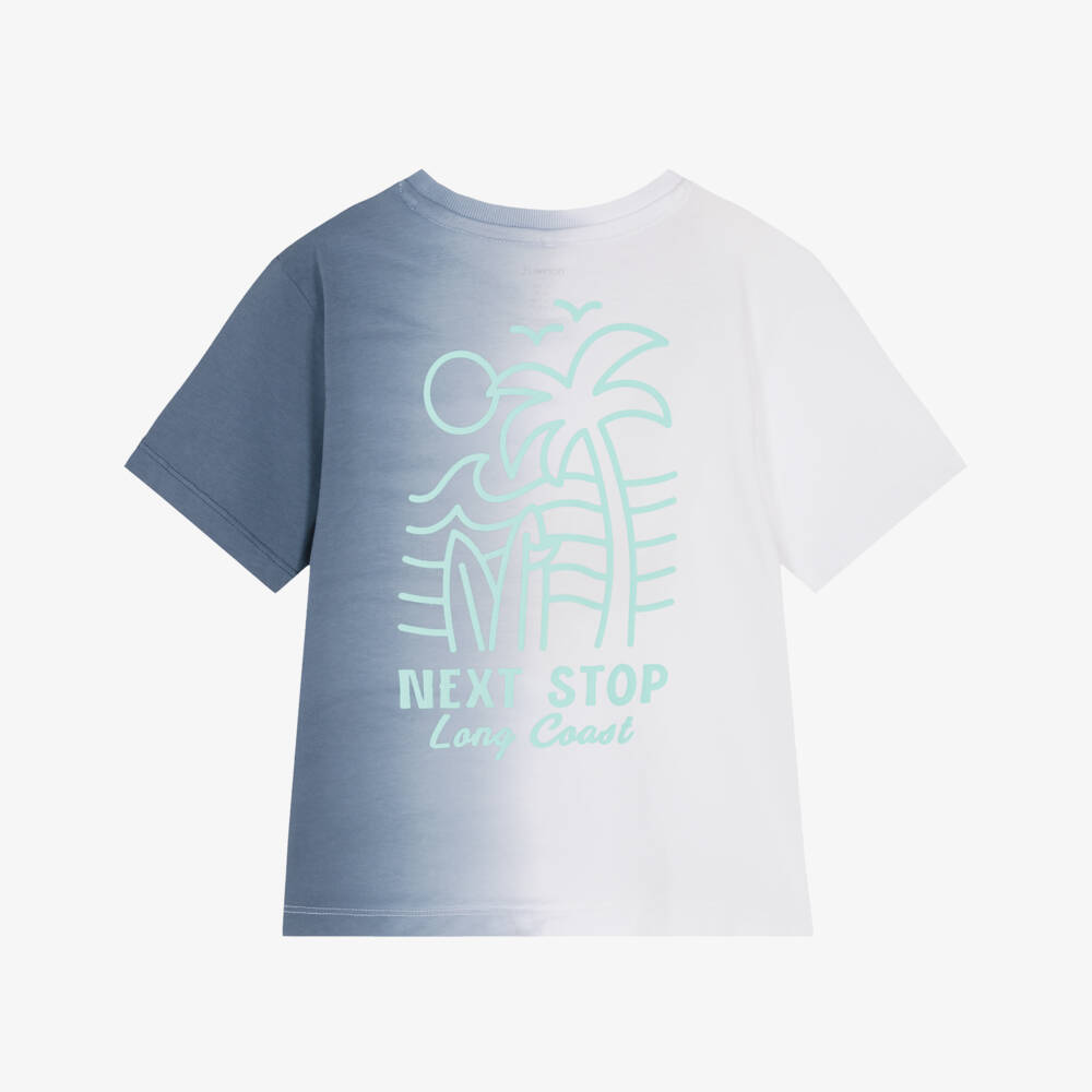 NAME IT-Boys Blue & White Ombré Cotton Palm Tree T-Shirt | Childrensalon