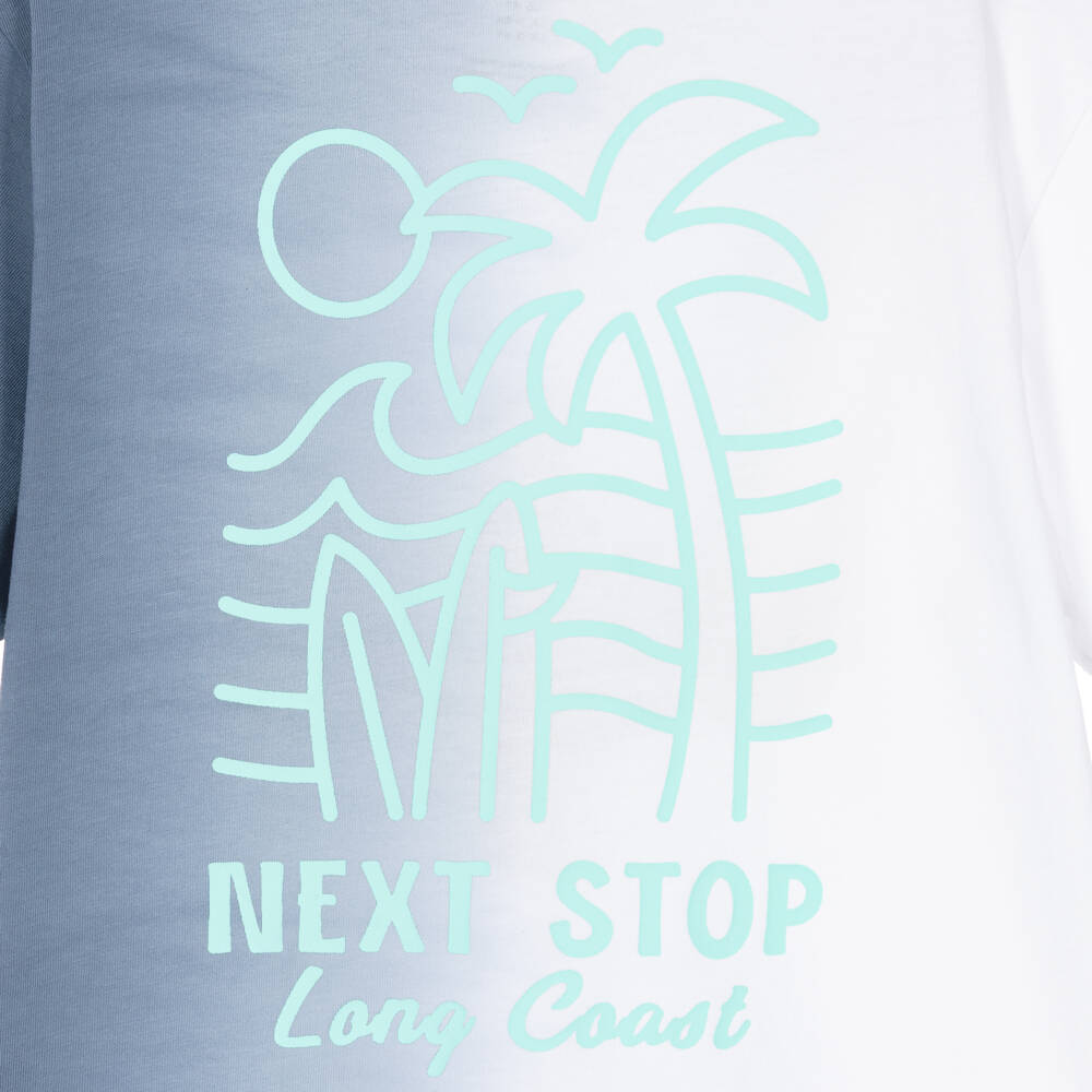 NAME IT-Boys Blue & White Ombré Cotton Palm Tree T-Shirt | Childrensalon