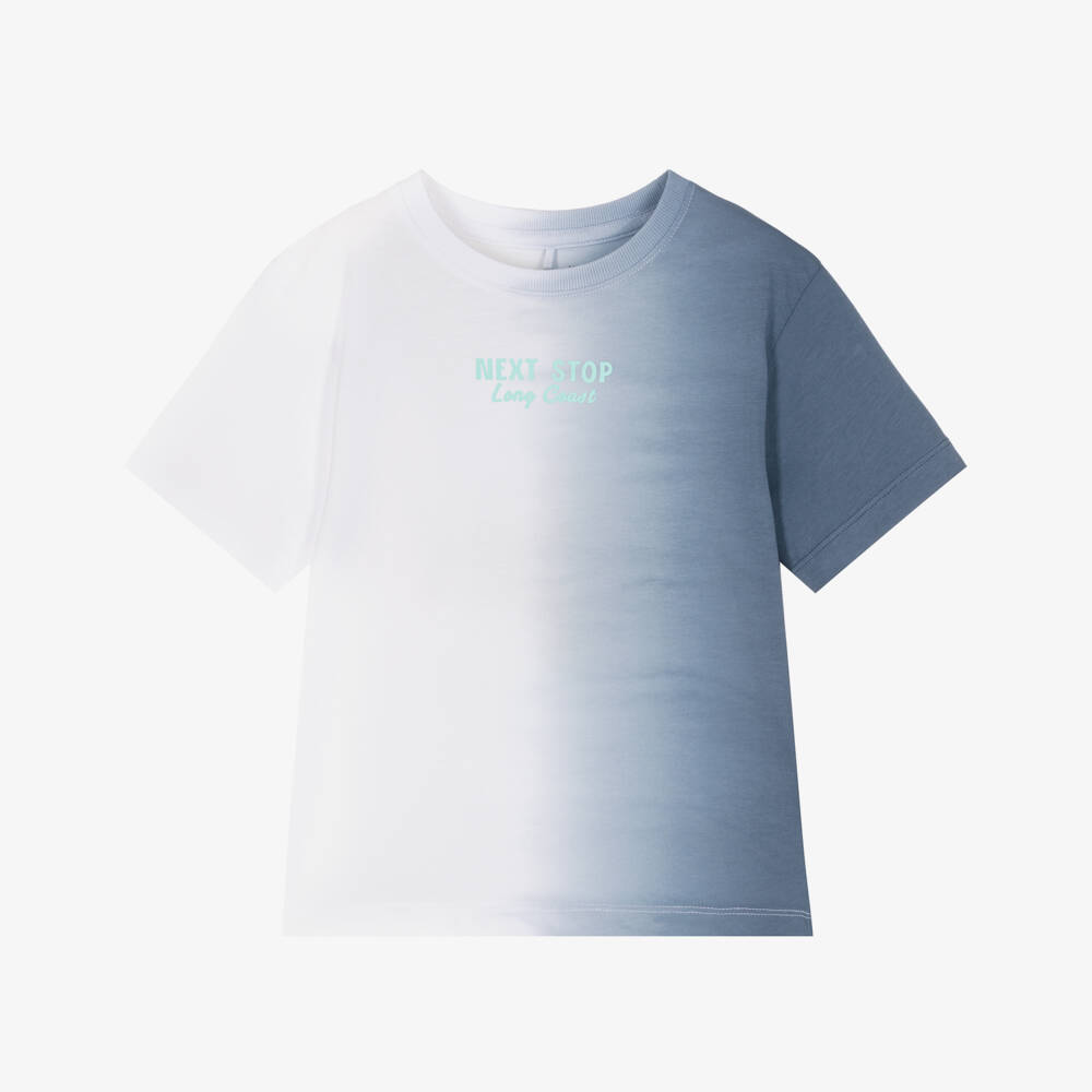 NAME IT-Boys Blue & White Ombré Cotton Palm Tree T-Shirt  | Childrensalon