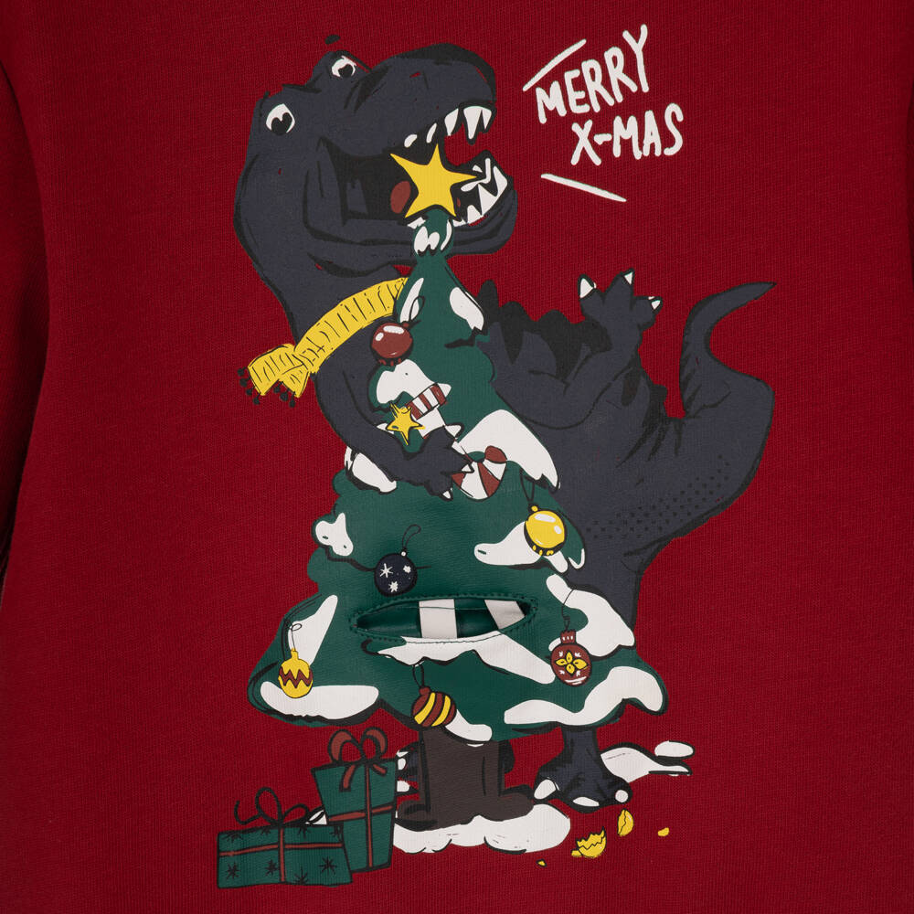 NAME IT-Boys Burgundy Red Christmas Dinosaur Sweatshirt | Childrensalon