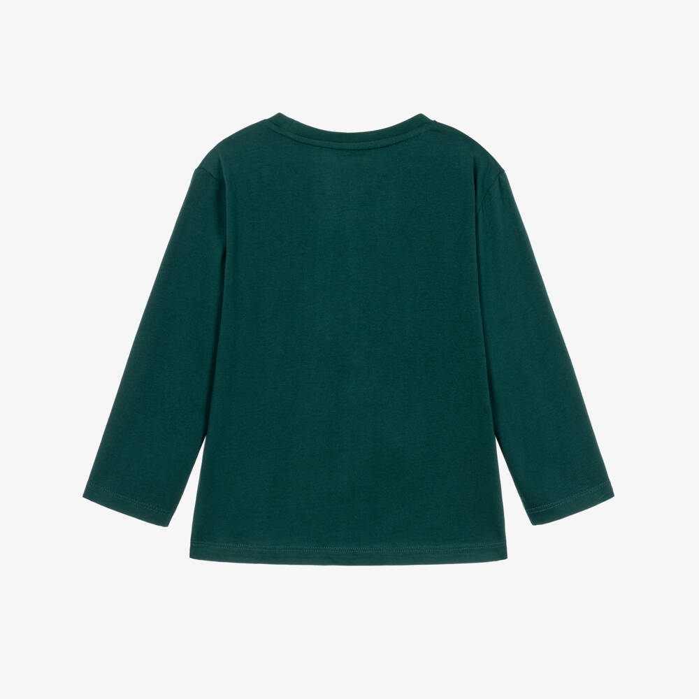 NAME IT-Boys Dark Green Cotton Santa Top | Childrensalon