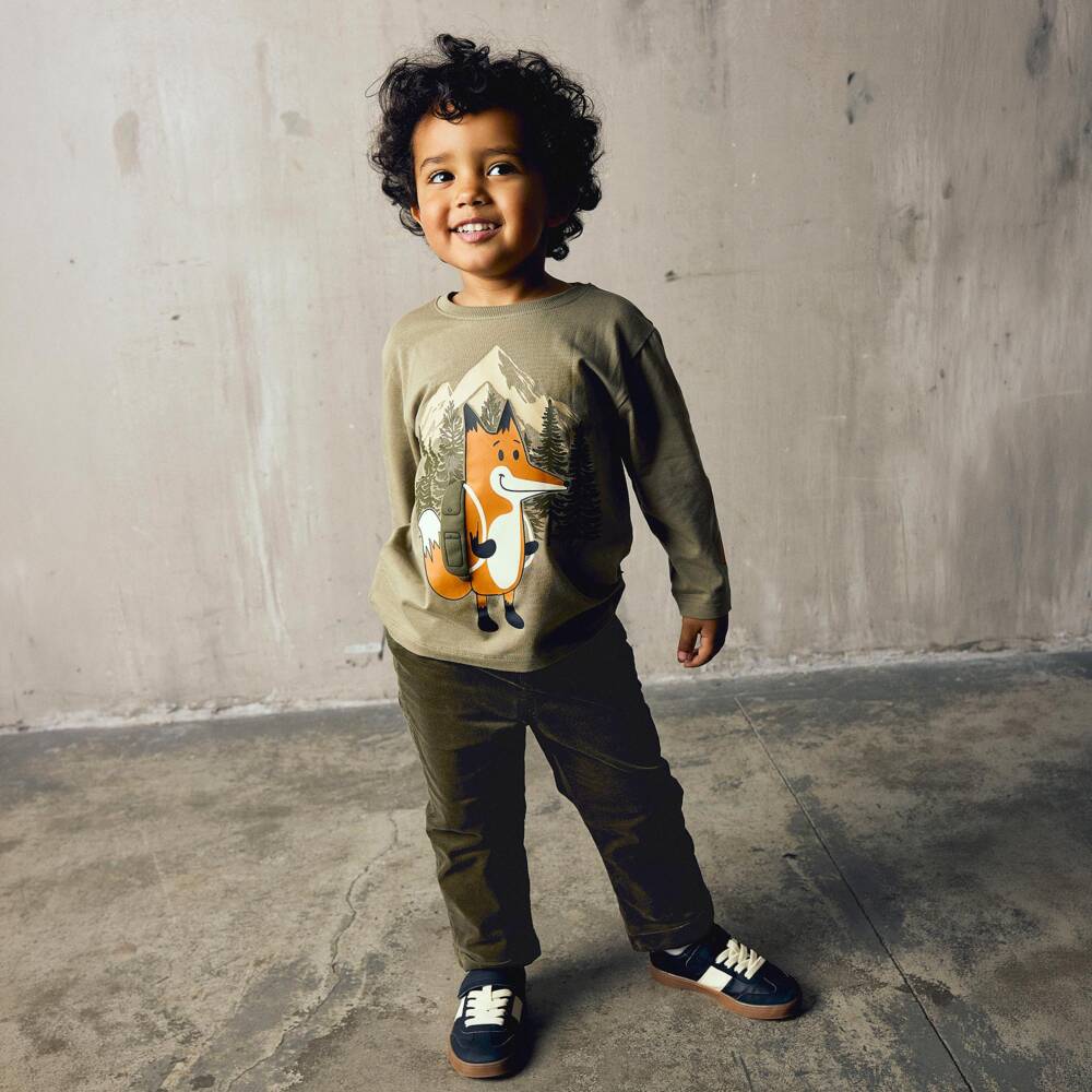 NAME IT-Boys Dark Moss Green Needlecord Trousers | Childrensalon