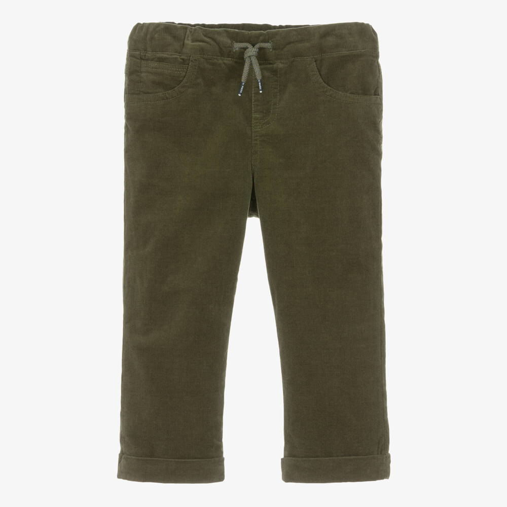 NAME IT-Boys Dark Moss Green Needlecord Trousers | Childrensalon