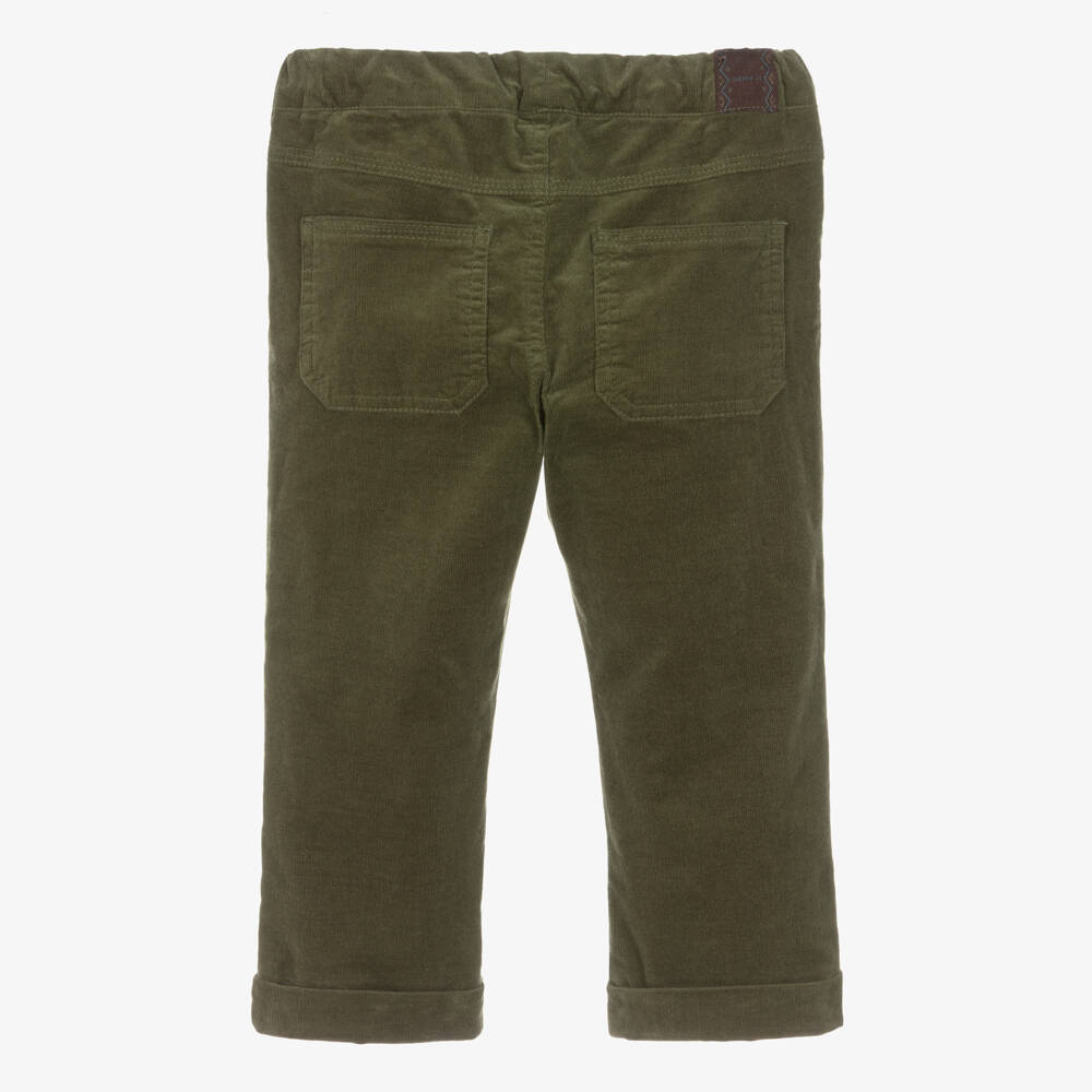 NAME IT-Boys Dark Moss Green Needlecord Trousers | Childrensalon