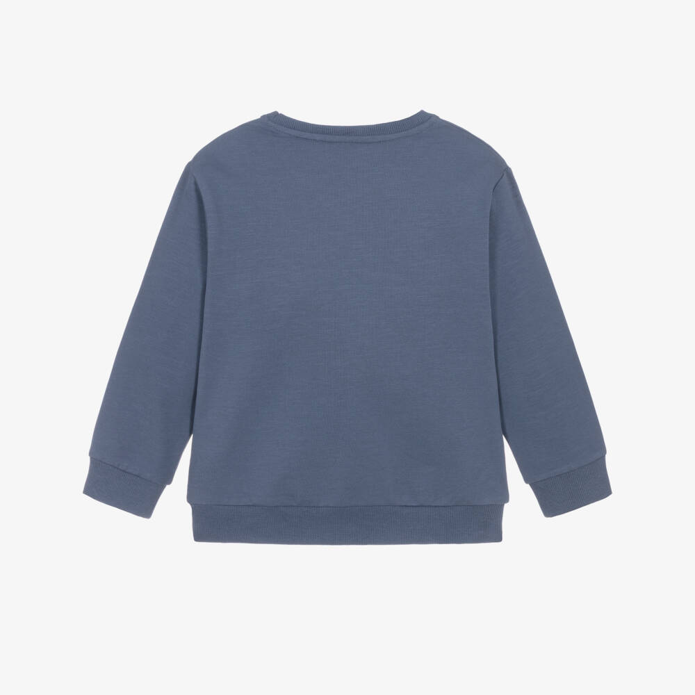NAME IT-Boys Dusty Blue Organic Cotton Sweatshirt with Rocket Motif | Childrensalon