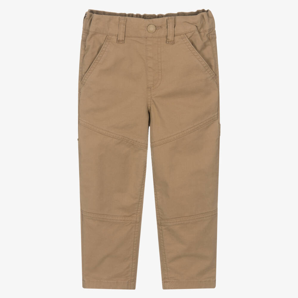 NAME IT-Boys Golden Brown Cargo Style Tapered Trousers | Childrensalon