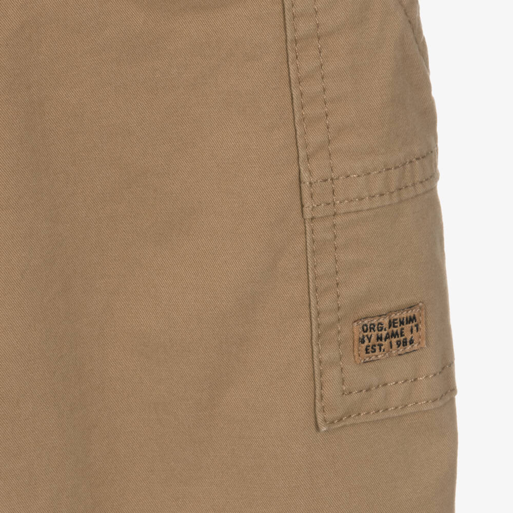NAME IT-Boys Golden Brown Cargo Style Tapered Trousers | Childrensalon
