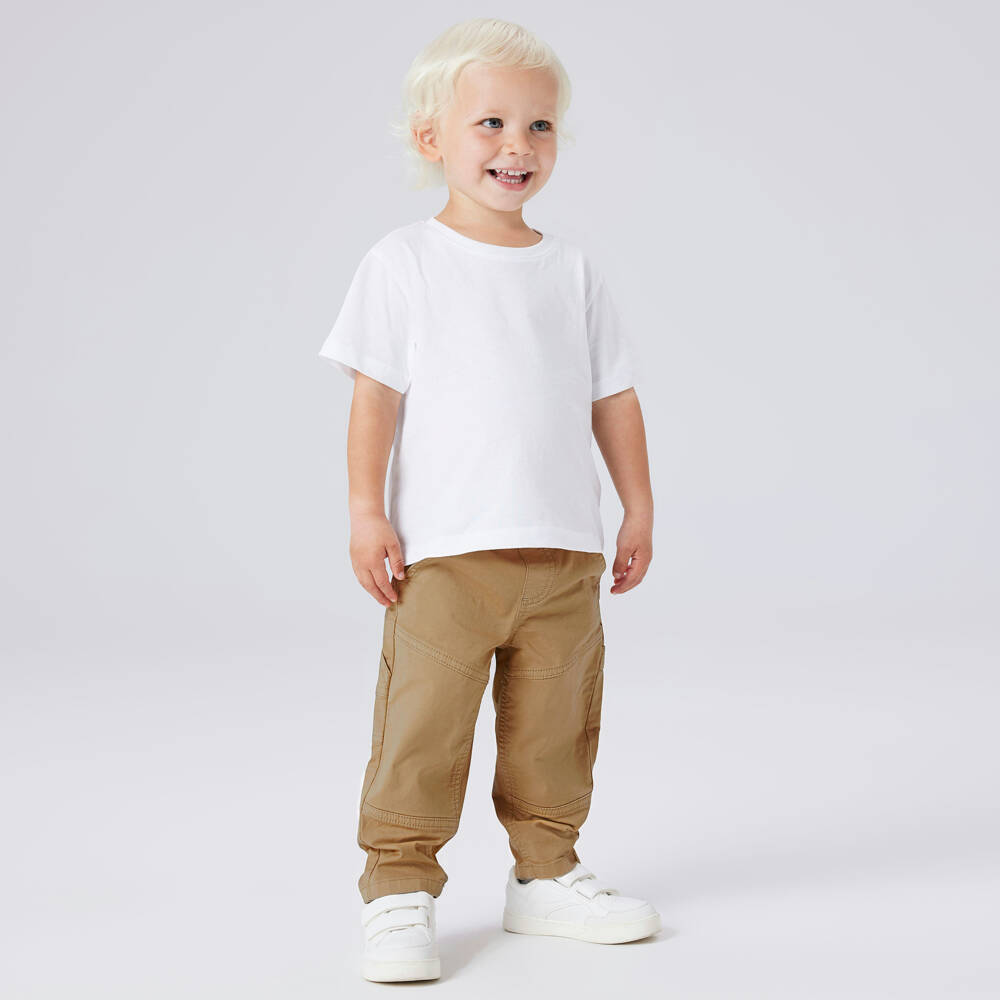 NAME IT-Boys Golden Brown Cargo Style Tapered Trousers | Childrensalon