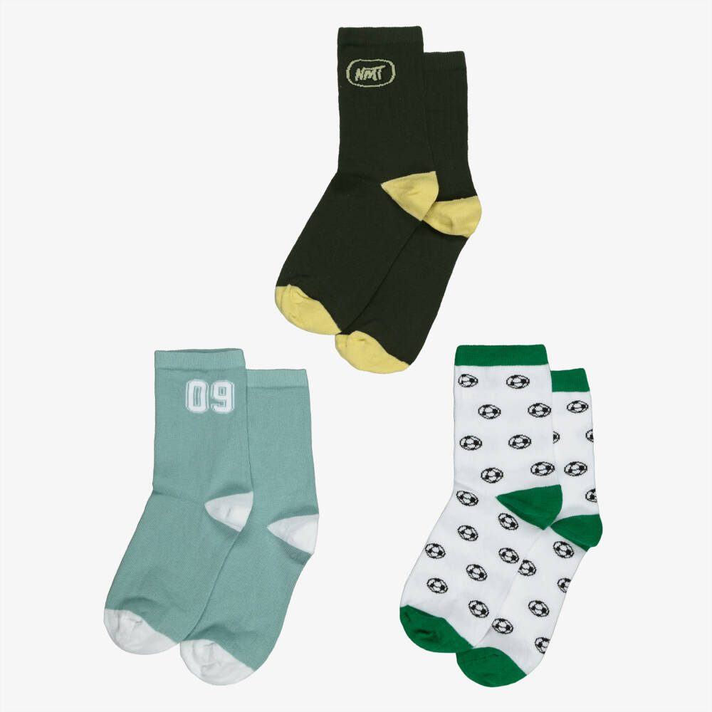 NAME IT-Boys Green & Black Sporty Ankle Socks (3 Pack) | Childrensalon