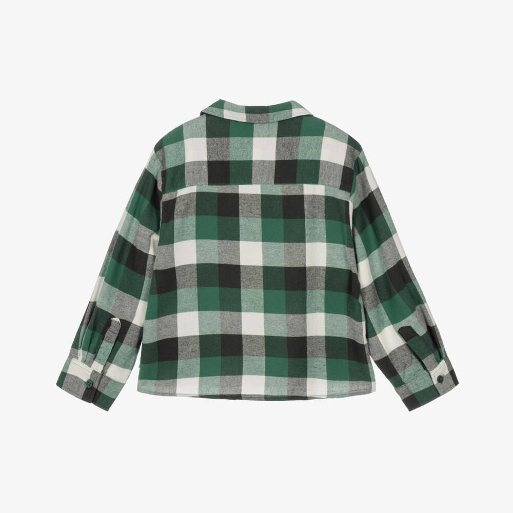 NAME IT-Boys Green Check Overshirt in Organic Cotton | Childrensalon