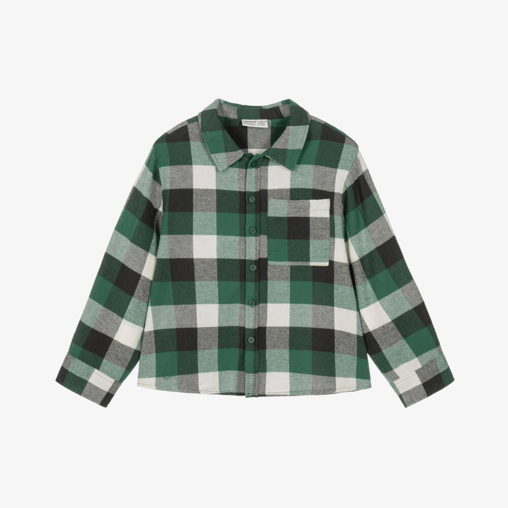 NAME IT-Boys Green Check Overshirt in Organic Cotton | Childrensalon