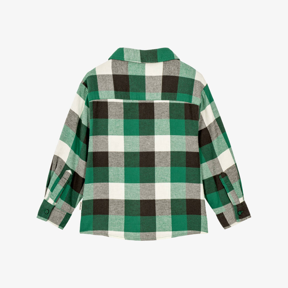 NAME IT-Boys Green Check Shirt in Organic Cotton | Childrensalon