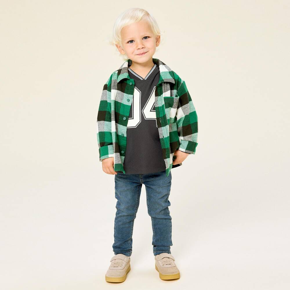 NAME IT-Boys Green Check Shirt in Organic Cotton | Childrensalon