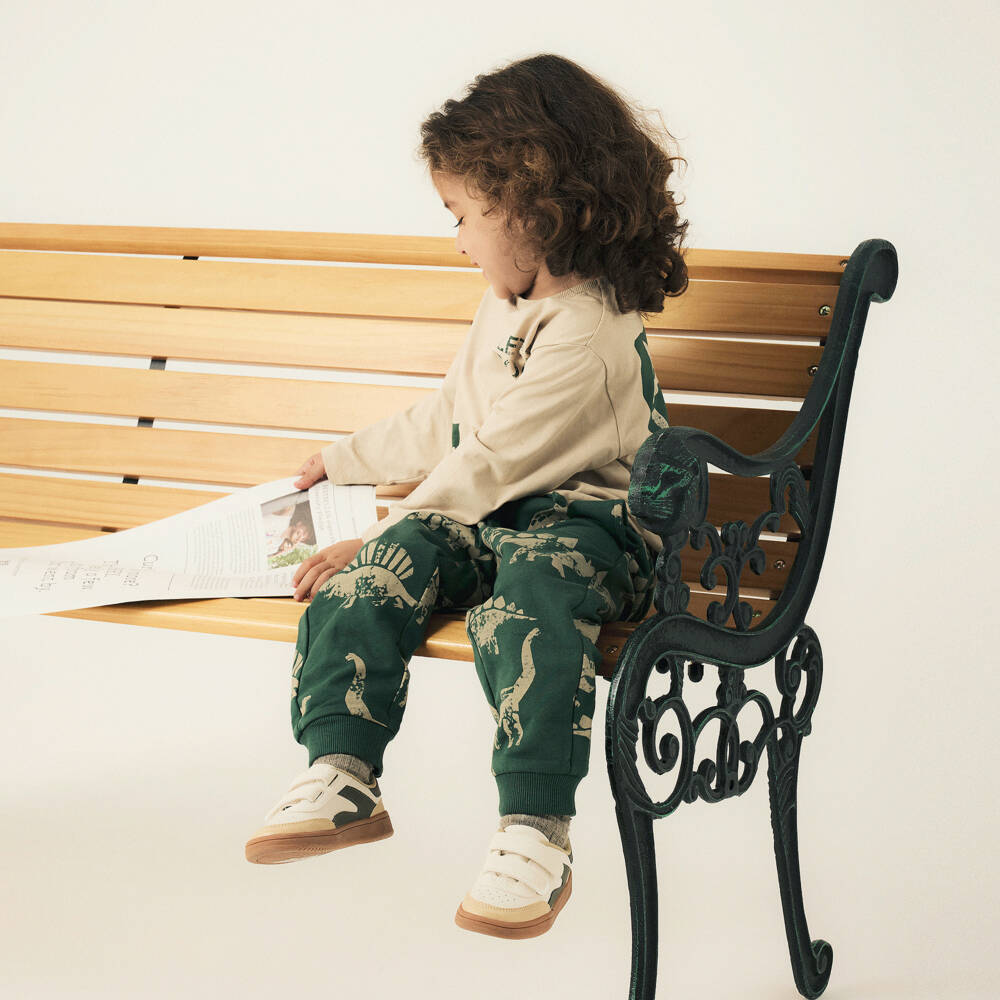 NAME IT-Boys Green Cotton Dinosaur Print Joggers | Childrensalon