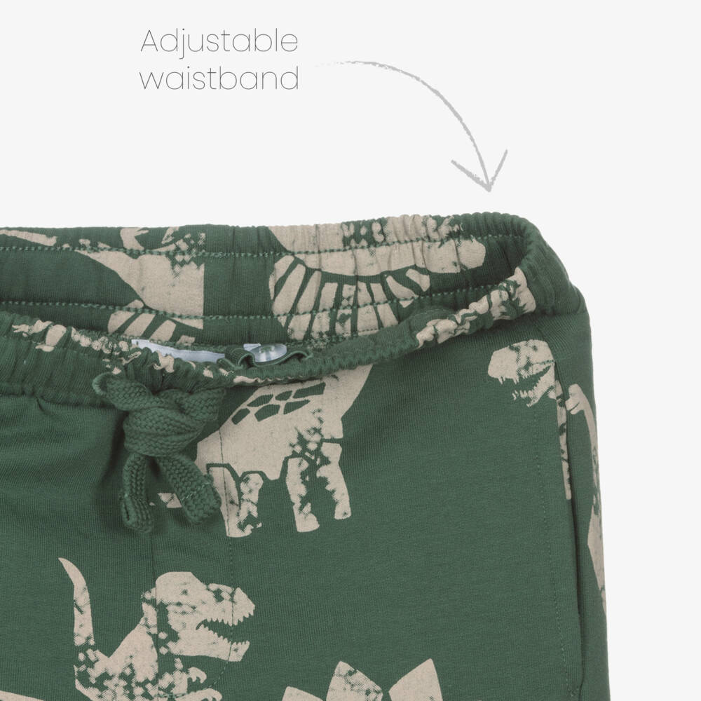 NAME IT-Boys Green Cotton Dinosaur Print Joggers | Childrensalon