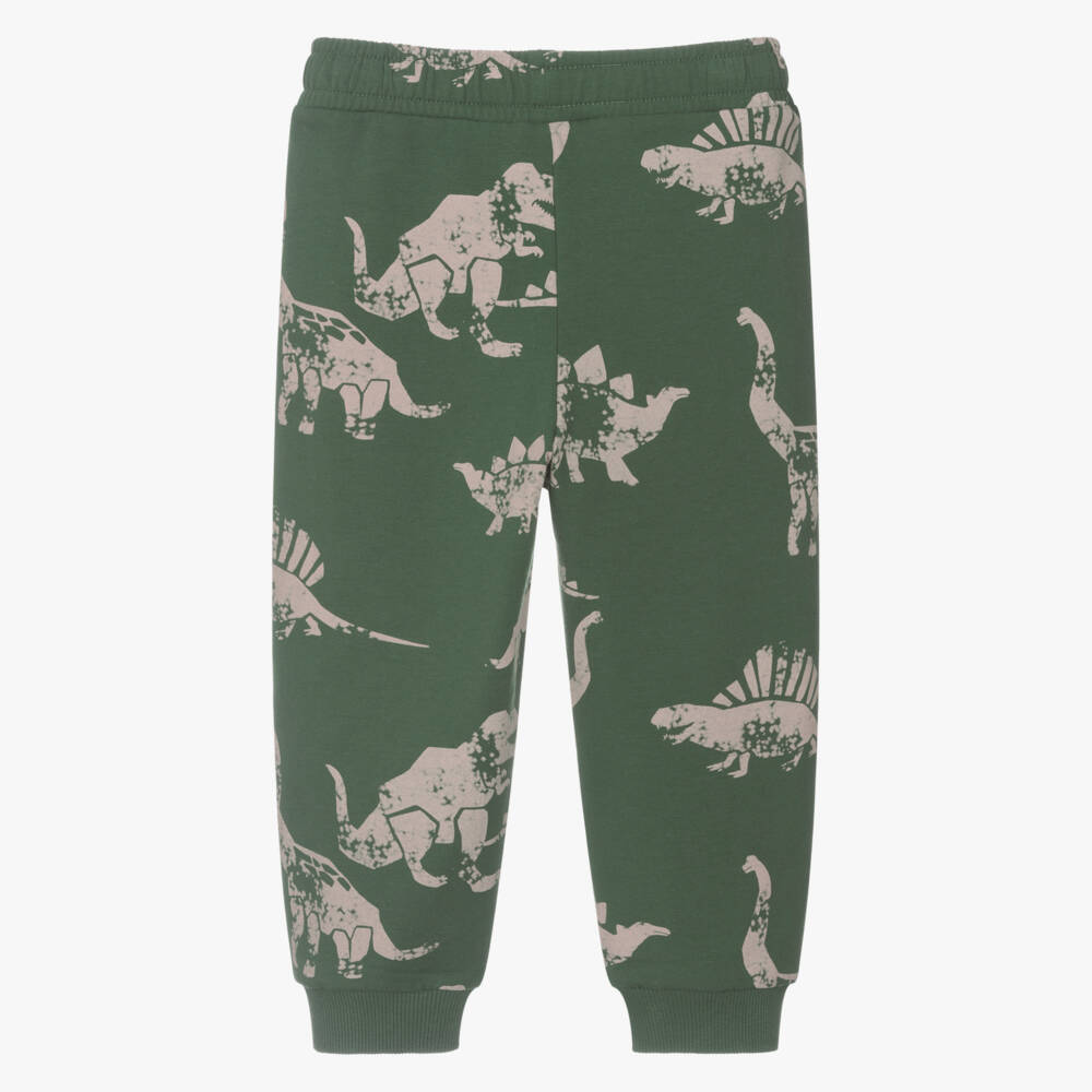 NAME IT-Boys Green Cotton Dinosaur Print Joggers | Childrensalon