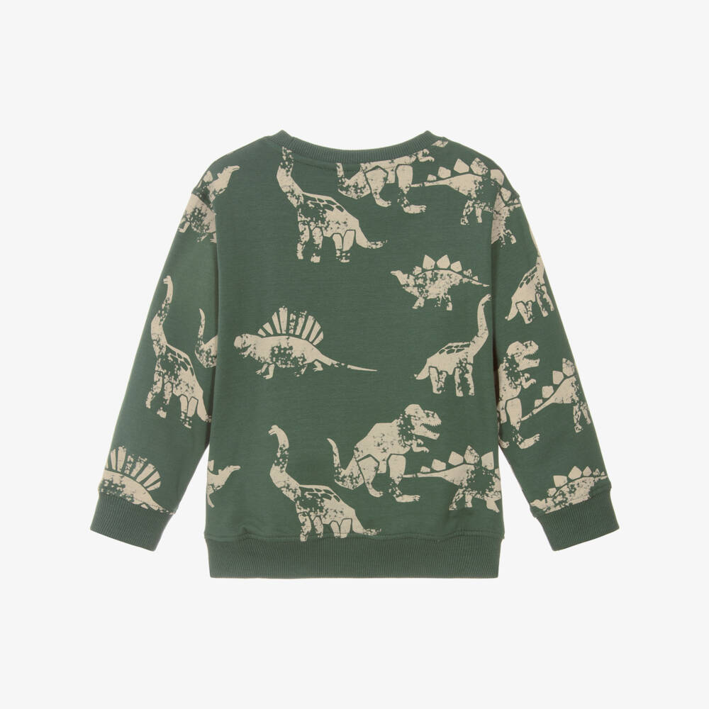 NAME IT-Boys Green Cotton Dinosaur Print Sweatshirt | Childrensalon