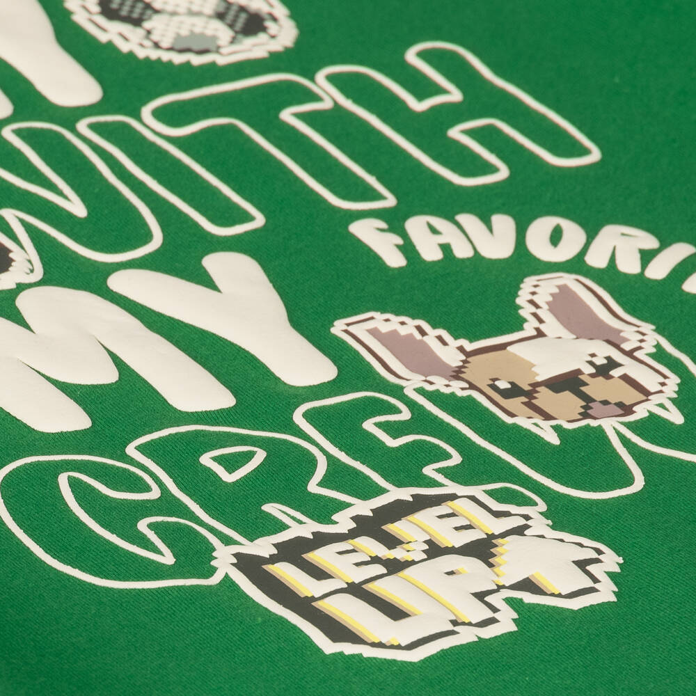 NAME IT-Boys Green Cotton T-Shirt with Gaming Print | Childrensalon