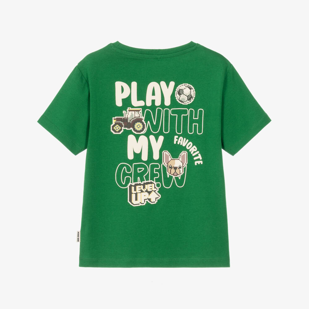 NAME IT-Boys Green Cotton T-Shirt with Gaming Print | Childrensalon